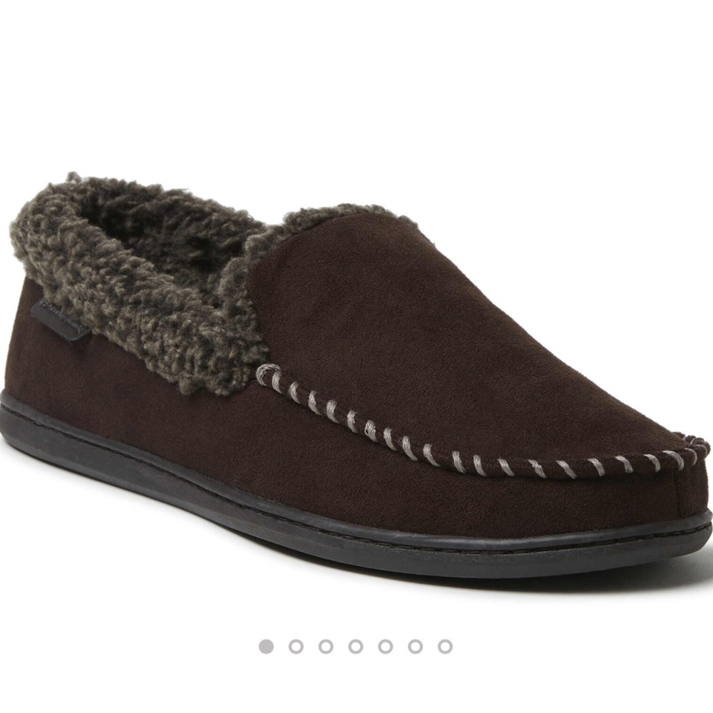 NWT Dearfoams Dark Brown Microsuede Men’s slippers